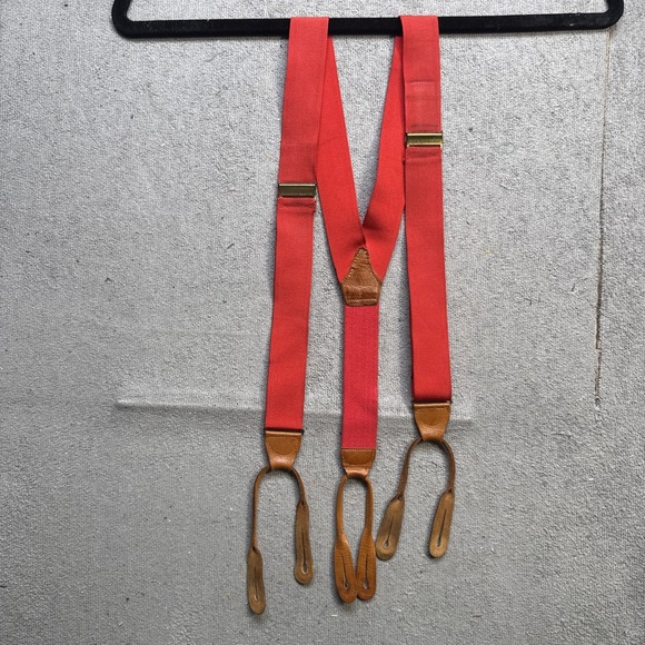 Albert Thurston London Red Button End Y-Back Braces‎ Suspenders Made in England